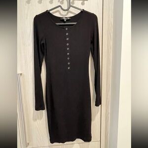 Brand New Dynamite Luxe Knit Ribbed Long Sleeve Henley Dress